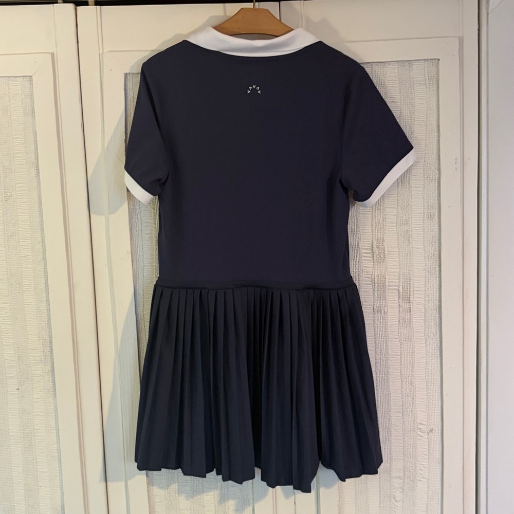 NWOT Varley paloma court dress 30” blue nights/white SZ M - Picture 11 of 12